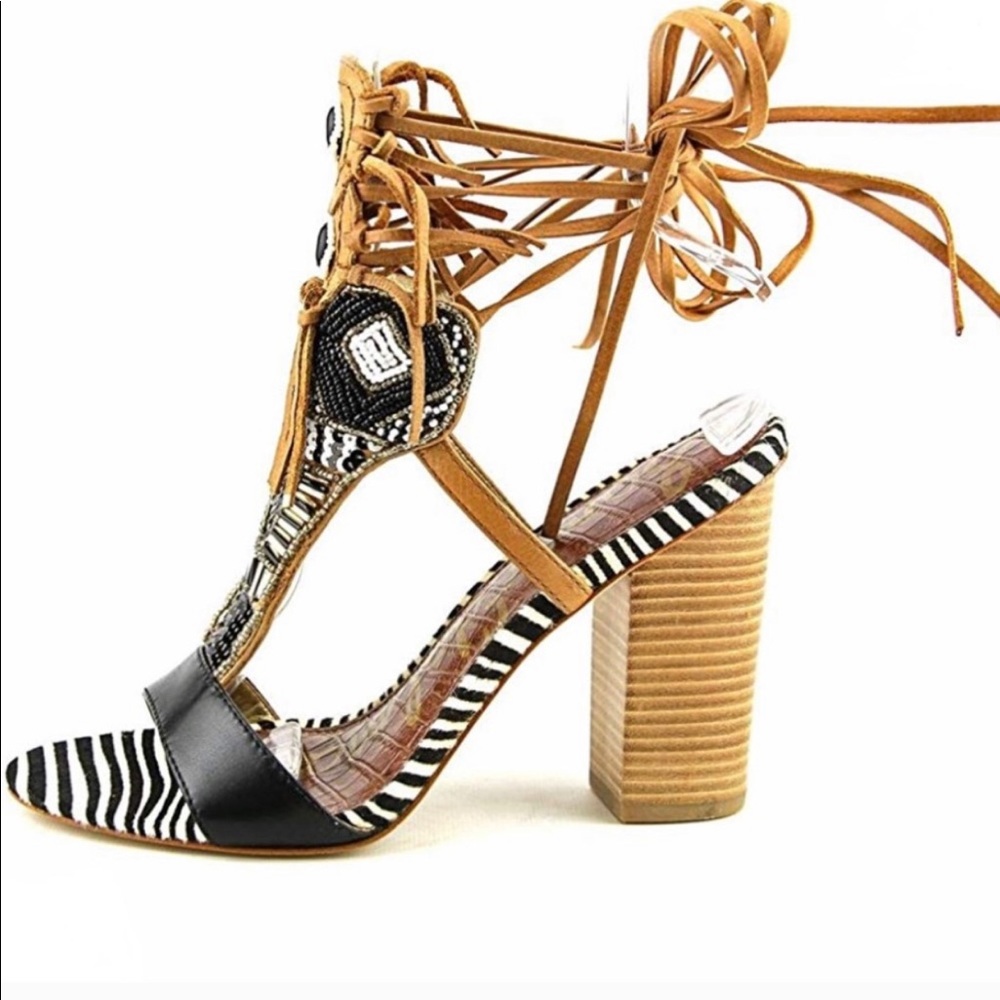 NWOT Sam Edelman Yates leather sandal beaded heel
